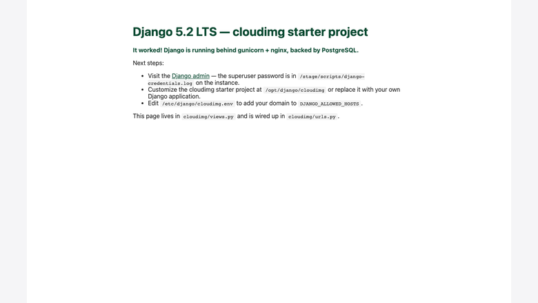 Django welcome page