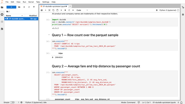 Analytical query result