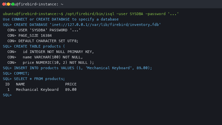 Creating a new database
