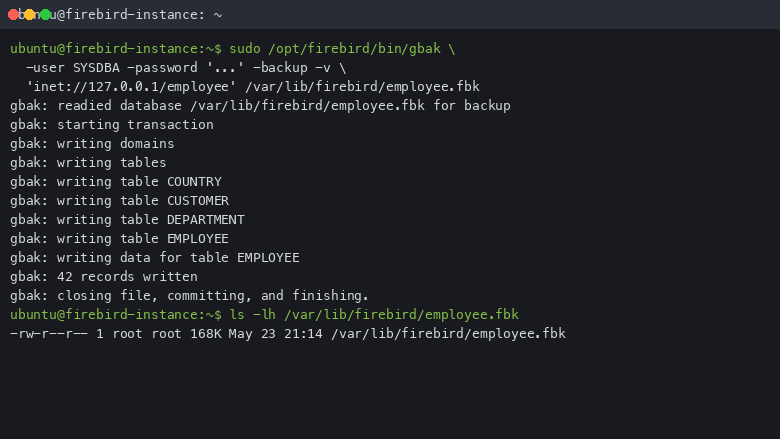 gbak backup