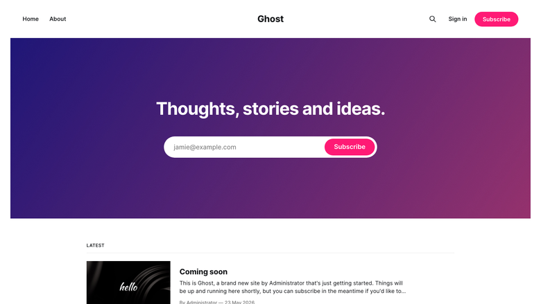 Ghost published site