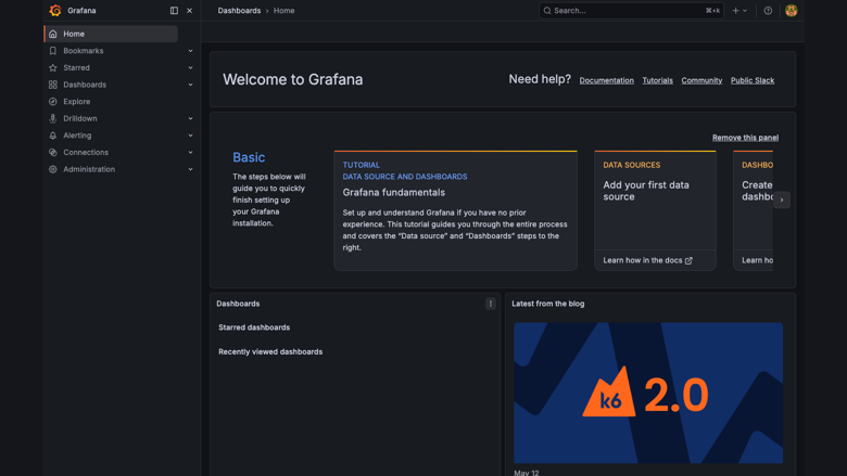 Home dashboard
