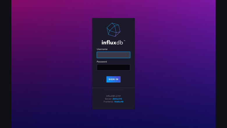 InfluxDB sign-in page