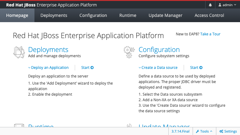 Management Console dashboard