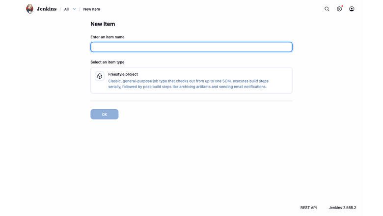 New item creation form