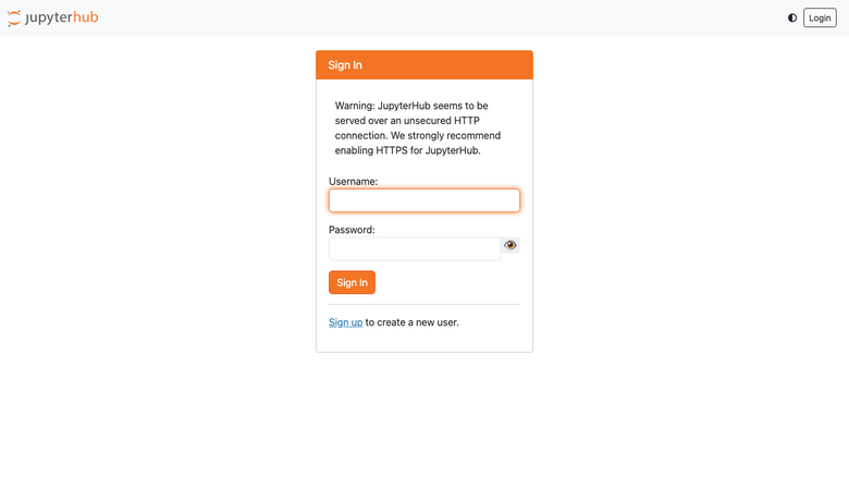 JupyterHub sign-in page