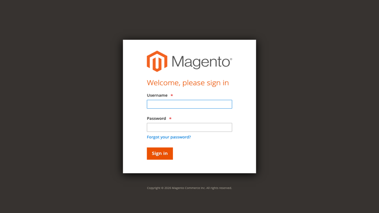 Magento admin sign-in