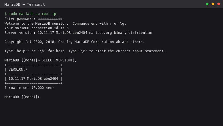 MariaDB version and status