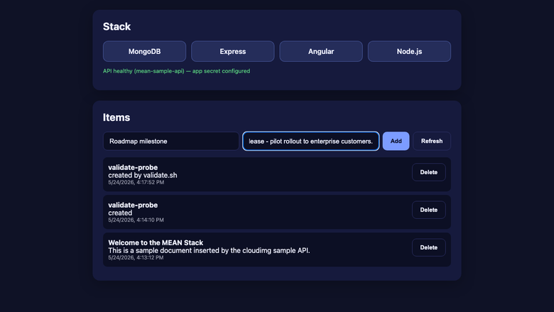 Create a sample item