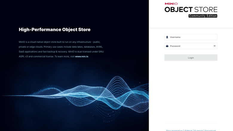 MinIO Console sign-in