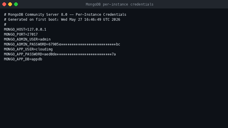 Per-instance credentials file