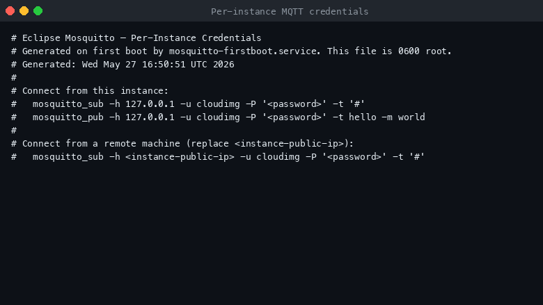Per-instance MQTT credentials