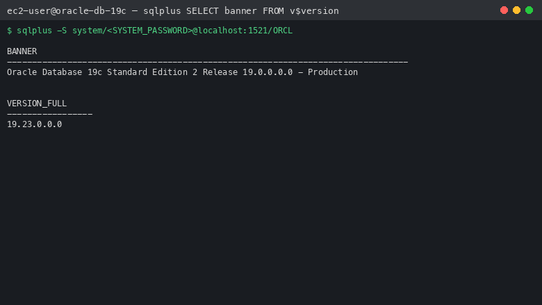 Sample SQL query selecting from a demo table created and dropped via sqlplus