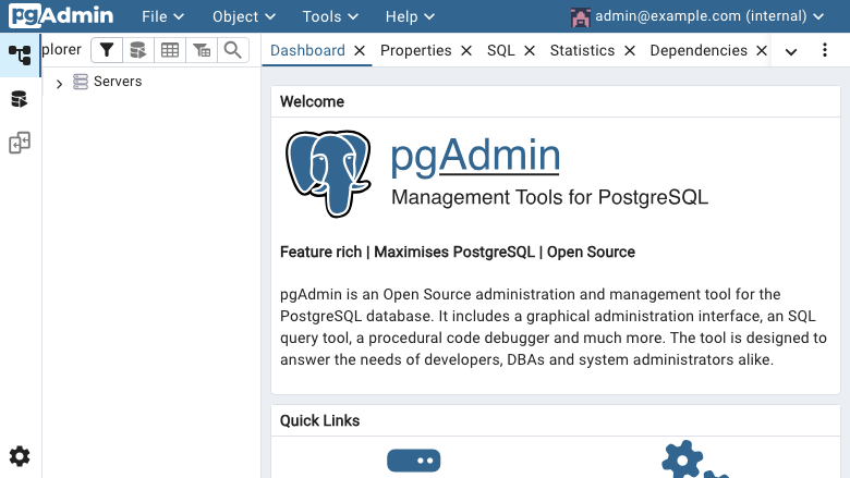 pgAdmin 4 object browser