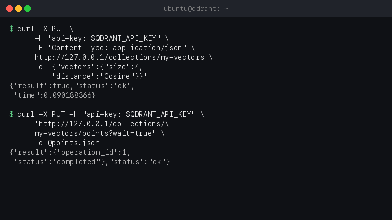 Inserting a vector with payload