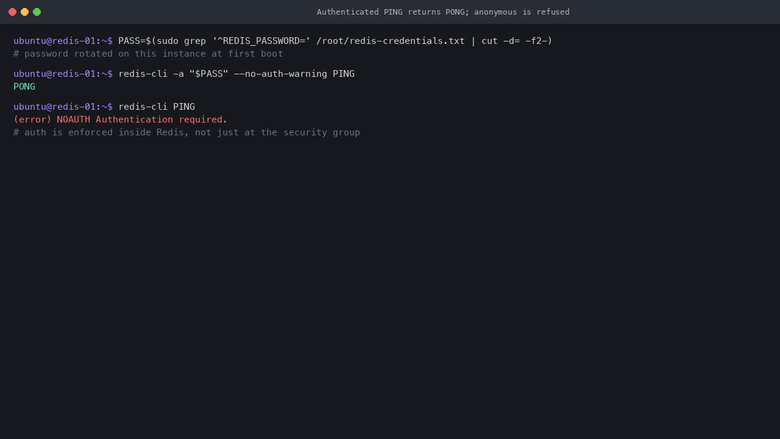 Authenticated PING returns PONG